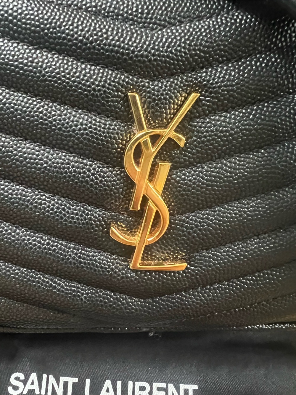 Saint Laurent Black Chevron Quilted Crossbody Camera Bag with Gold YSL Logo - Picture 2 of 15
